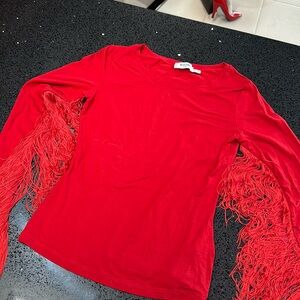 Vintage T-shirt with fringe sleeves